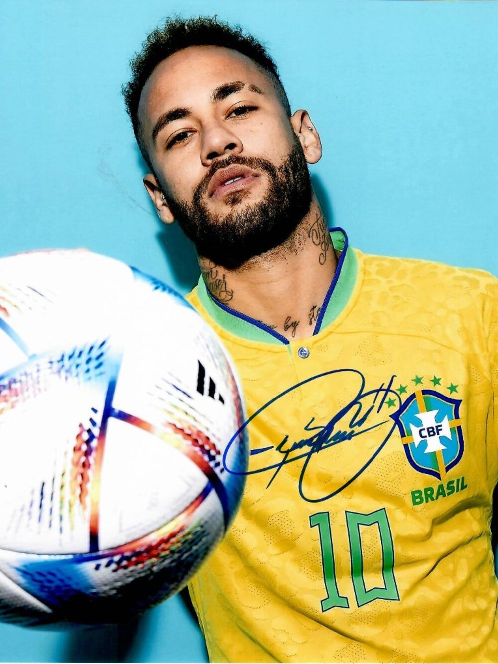 Neymar JR Brazilian Professional Soccer Footballer Signed 8X10 Photo